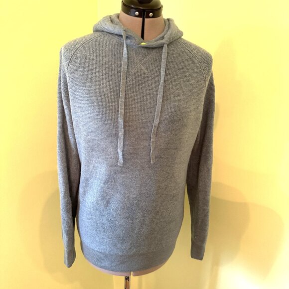 $300 G/Fore Mens Waffle Stitch Wool Hooded Sweater Golf Small Medium blue EX!!!! - Picture 1 of 7